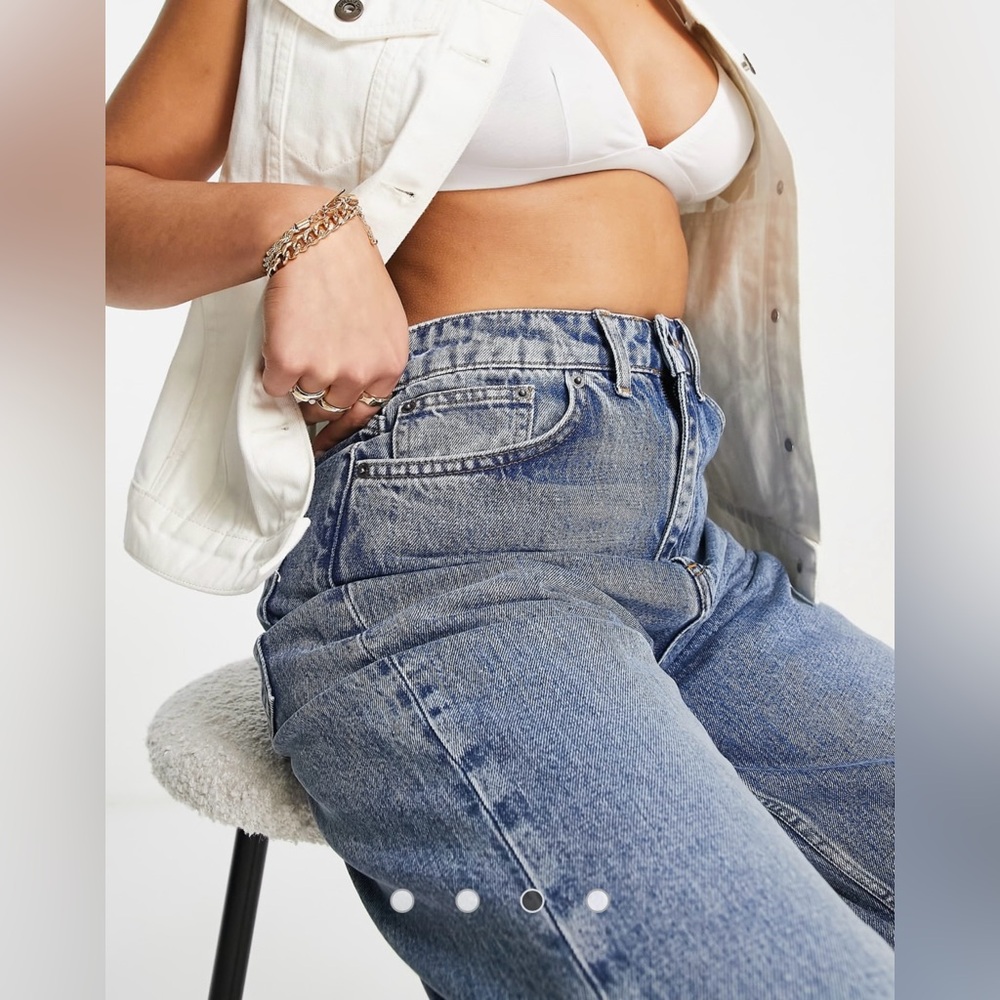 ASOS Design • Women’s Premium Hemp Blend Super Slouchy Mid Blue Mom Jeans NWOT - Picture 4 of 11